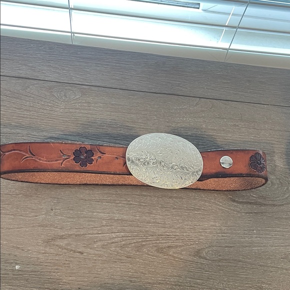 Allen New Accessories - Handmade Western Leather Floral Stamped Belt